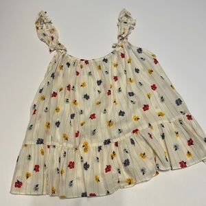 Madewell, sz 8 top, flower pattern/metallic thread